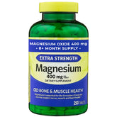 Magnesium Oxide 400mg Supplement bottle label showing the extra strength formula