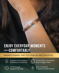 Adjustable fit for MagnetRX copper bracelet suits small to large wrists.