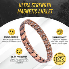 MagnetRX copper anklet for men adjustable links for a customizable XS-XXL fit.
