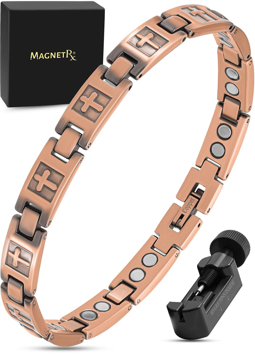 MagnetRX copper cross bracelet for women strap close-up showing daily wear suitability