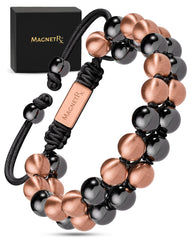 MagnetRX bracelet close-up with double copper 8mm beads for bold style and balance