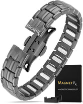 MagnetRX EllipseMAX bracelet front view shows titanium build and secure butterfly clasp.