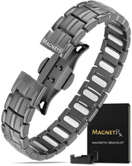 MagnetRX EllipseMAX bracelet front view shows titanium build and secure butterfly clasp.