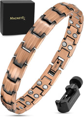 MagnetRX Pure Copper Bracelet worn on wrist with brushed finish for daily style