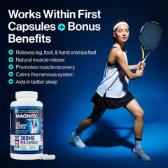 MAGNOX Leg Cramps Buster on nightstand supports restful sleep after cramps.