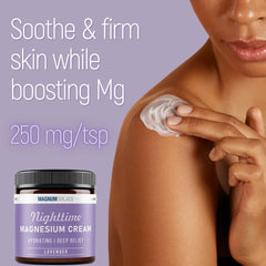 Magnum Solace Magnesium Lotion for legs shows easy, targeted application.