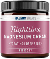 Magnum Solace Magnesium Lotion bottle shown as a nighttime hydrating cream