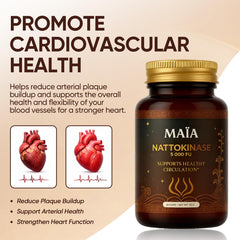 Close-up of Maia Nattokinase capsules for convenient daily use