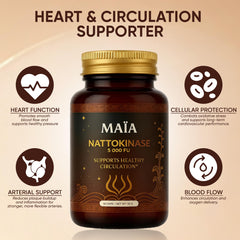 Maia Nattokinase daily-use bottle showing recommended dosage for circulation