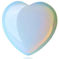 MAIBAOTA Opalite heart wrapped in velvet bag for gifting.