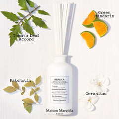 Maison Margiela Replica Garden diffuser with tomato leaf note for a crisp fragrance.