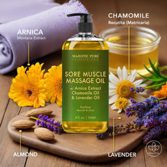 Majestic Pure Arnica oil with lavender and chamomile for calming massages