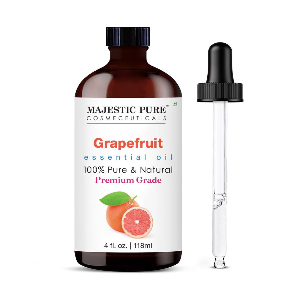 Majestic Pure grapefruit oil in amber bottle for premium diffusion.