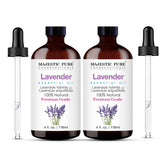 Majestic Pure lavender oil bottle in amber glass preserves purity and aroma.