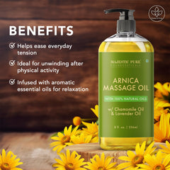 Majestic Pure massage oil hands applying for soothing relief