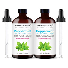 Majestic Pure Peppermint Oil bottle with dropper for precise usage.