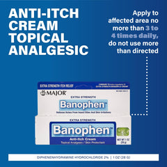 MAJOR Banophen cream being applied to skin for soothing relief