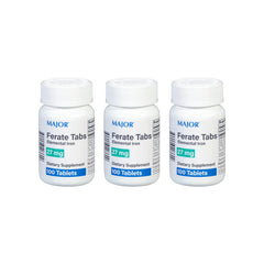 MAJOR Ferate Tabs bottle front showing daily iron support