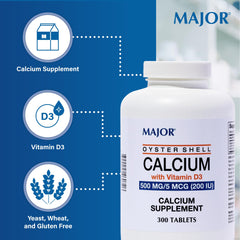 Major Oyster Shell Calcium with meal usage demonstrates optimal absorption when taken with food.