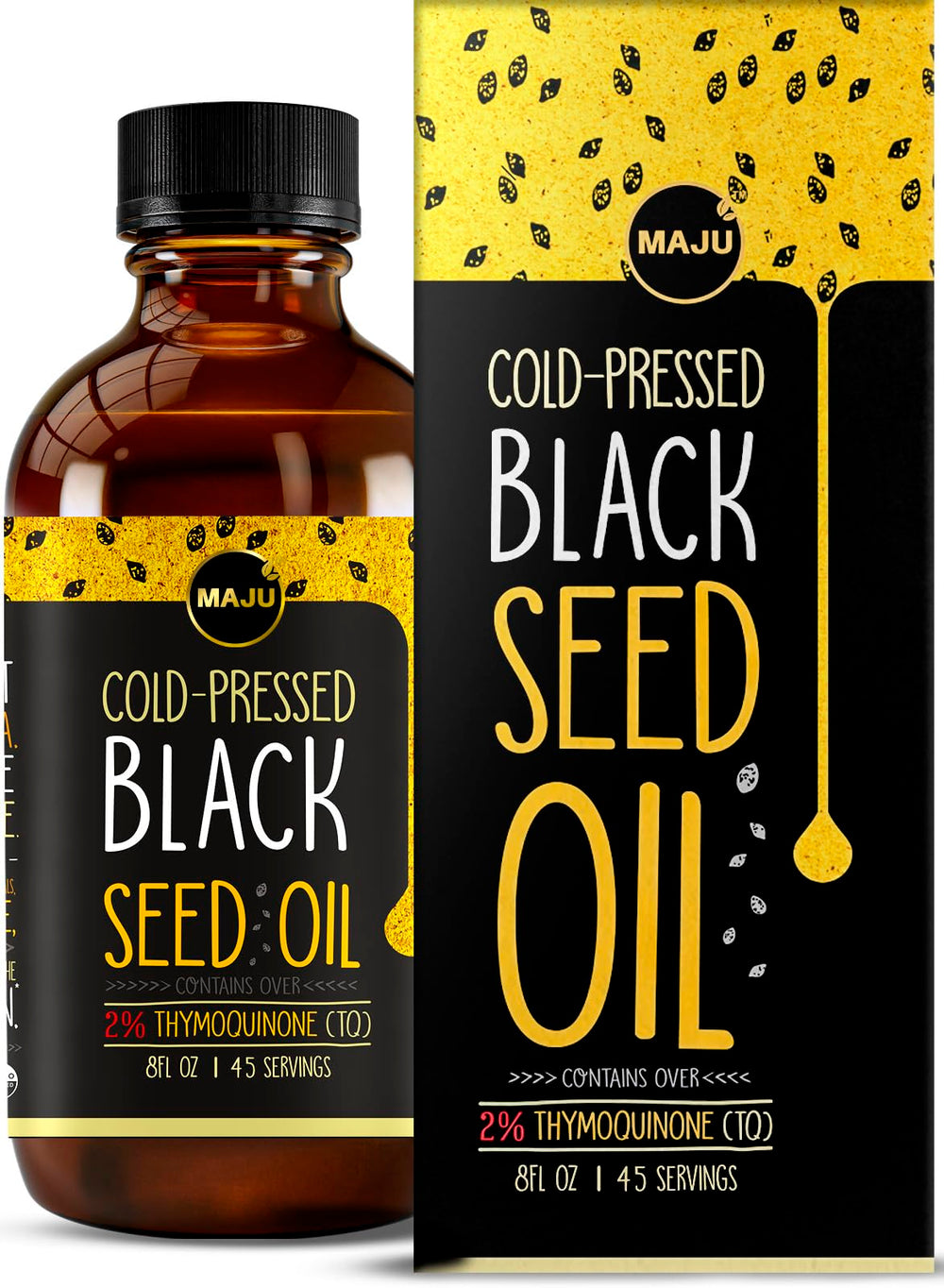 MAJU Black Seed Oil bottle in glass, pure Turkish oil for daily wellness.