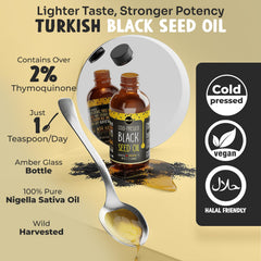 Close-up of MAJU Black Seed Oil dropper, high thymoquinone content.