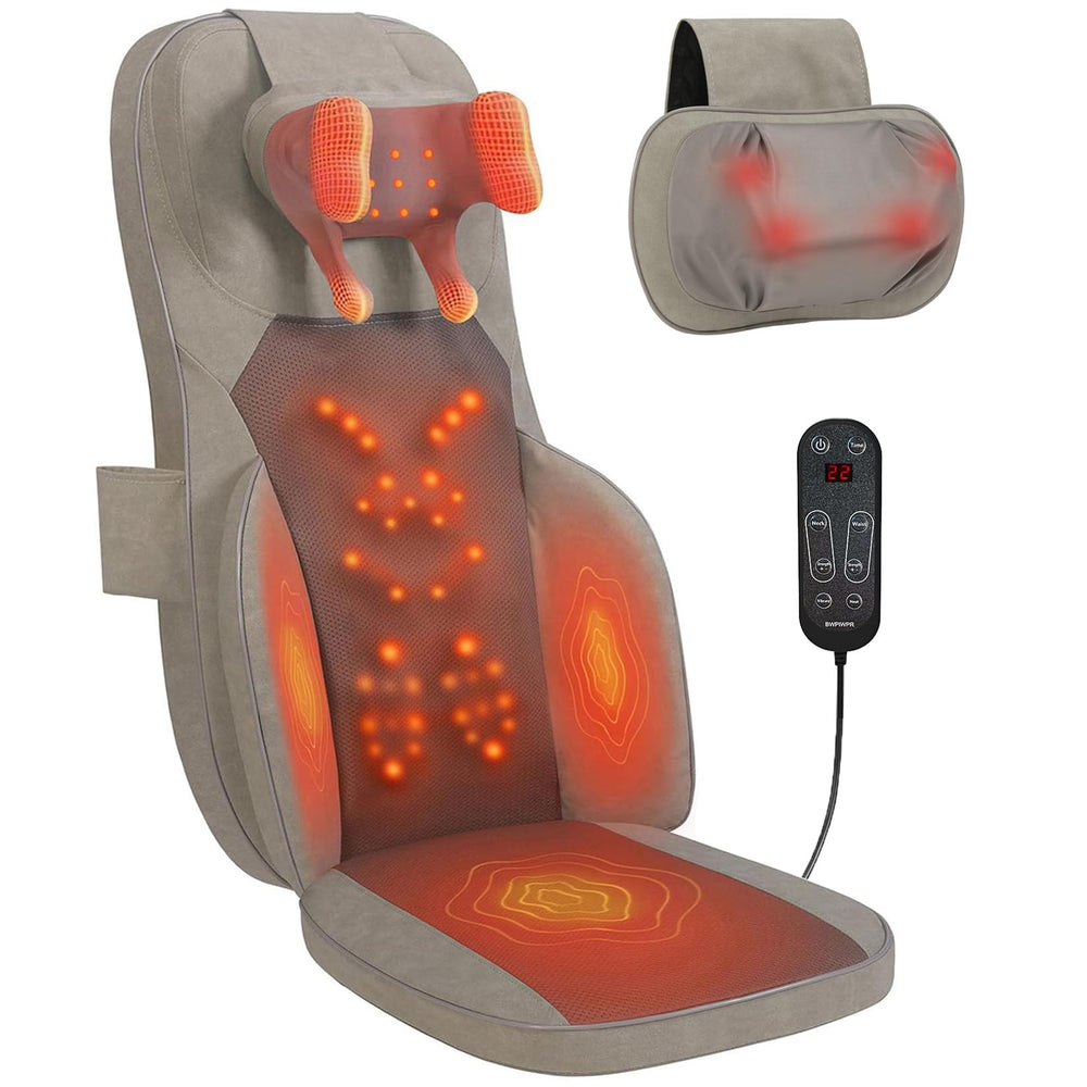 Makerzone Shiatsu cushion neck nodes provide targeted relief for tense shoulders.