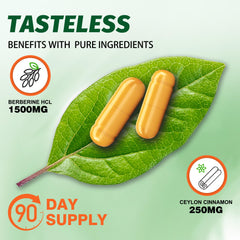 Manewu Berberine bottle label shows 1500mg three-in-one berberine complex.