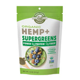 Manitoba Harvest Hemp+ Supergreens front label highlights organic ingredients and daily protein support