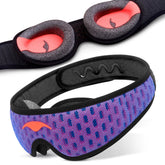 Manta Pro Sleep Mask tilt view highlighting eye cup design and side-sleep comfort