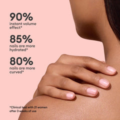 Manucurist Active Plump nails on a hand showing natural glow and hydration.