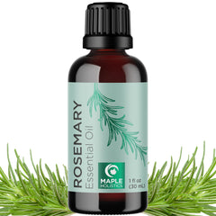 Maple Holistics rosemary oil bottle for hair care and scalp cleansing.
