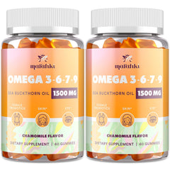 Marafiki Omega-7 gummies bottle on countertop for easy daily wellness