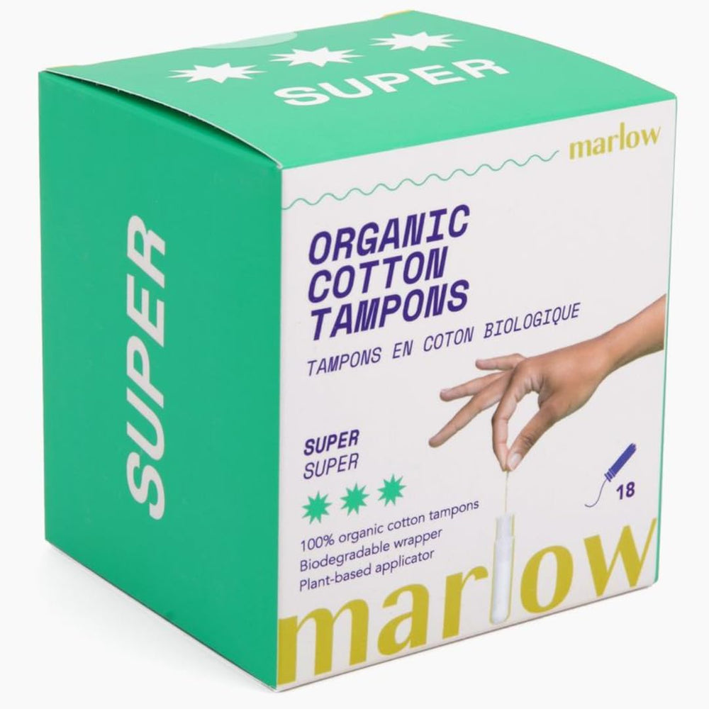 MARLOW tampon orgánico de algodón, deslizamiento fácil para comodidad diaria.