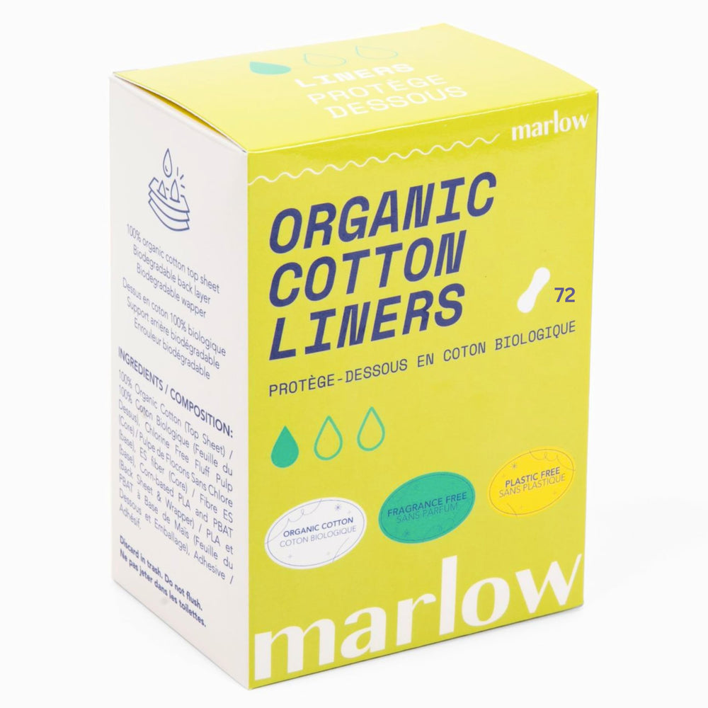 Marlow top sheet liner packaging highlights plastic-free wrapping for eco-conscious use.