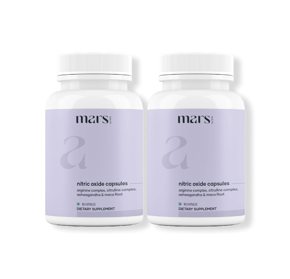 Mars by GHC Nitric Oxide capsules pack shown for daily performance support.