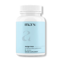 Mars Surgemax bottle front with capsules for daily energy support.