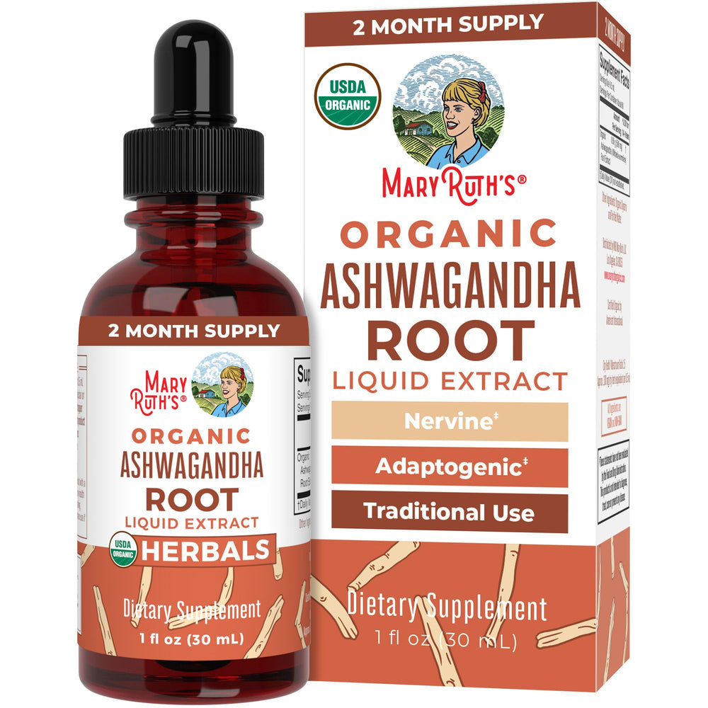 MaryRuth Organics Ashwagandha Root liquid drops bottle for daily calm