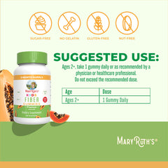 MaryRuth Organics papaya flavor gummies for kids supporting microbiome health.