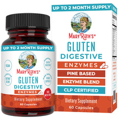 MaryRuth Organics Gluten Digestive Enzymes bottle pour for on-the-go daily support.