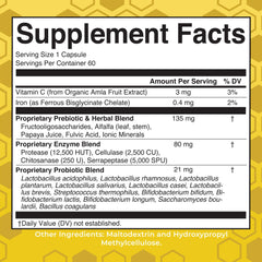 MaryRuth Organics capsules close-up; convenient vegan pine-based capsules aid digestion when taken with water.