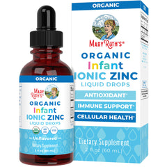 MaryRuth Organics infant ionic zinc liquid bottle ready for daily dosing to support routine.