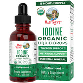 MaryRuth Organics Iodine Liquid Drops bottle front, vegan organic formula for daily micronutrient support.