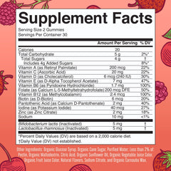 MaryRuth Organics gummies closeup berry flavor with postbiotics for gut-friendly nutrition