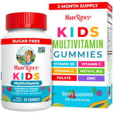MaryRuth Organics Kids Multivitamins bottle front label showing vegan, sugar-free daily formula.