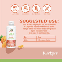 Label detail shows ubiquinone and vegan non-GMO formulation