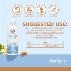 Dosing spoon beside the bottle showing a 15 mL daily serving