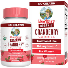 MaryRuth Organics Cranberry Gummies bottle front for urinary health support.