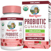 MaryRuth Organics strawberry probiotic gummies in a jar for daily digestion support.