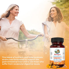 MaryRuth Organics Probiotic Turmeric ingredients label with organic turmeric and probiotics