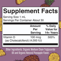 Vitamin D3 Drops pour shot showing easy daily dosing for adults and kids.